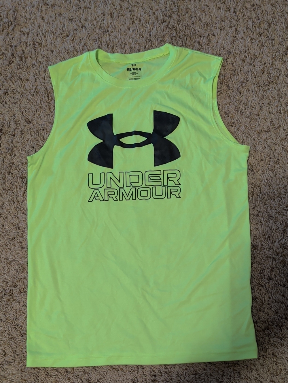 Under Armour Neon Yellow Sleeveless Youth Tank Top